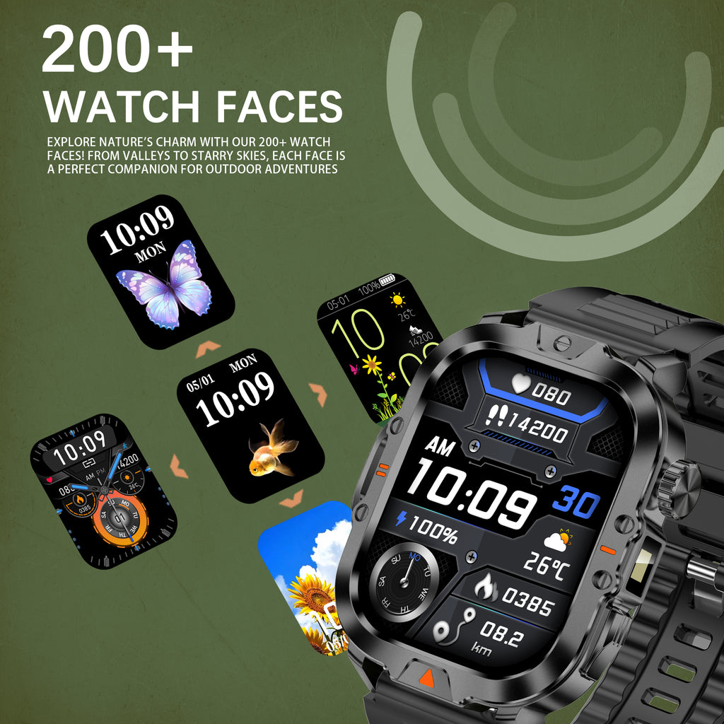 ৪১০mah টর্চলাইট স্মার্টওয়াচ Ip68 ওয়াটারপ্রুফ CR032 স্মার্ট ওয়াচ এক্সারসাইজ মোড বিটি কলিং হেলথ মনিটরিং