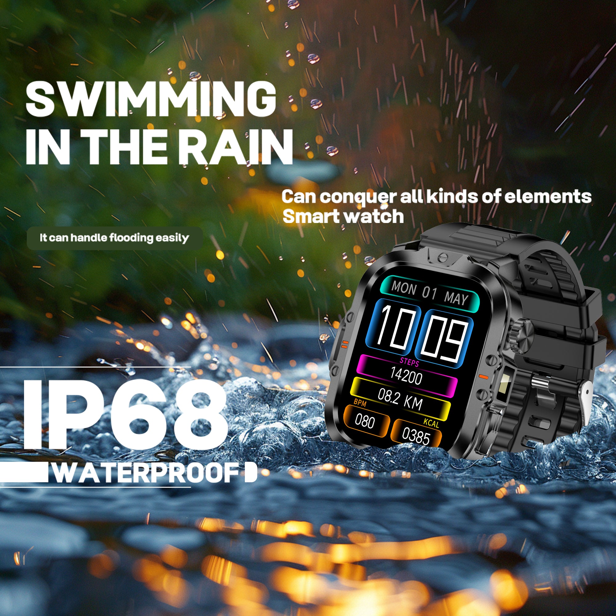 ৪১০mah টর্চলাইট স্মার্টওয়াচ Ip68 ওয়াটারপ্রুফ CR032 স্মার্ট ওয়াচ এক্সারসাইজ মোড বিটি কলিং হেলথ মনিটরিং