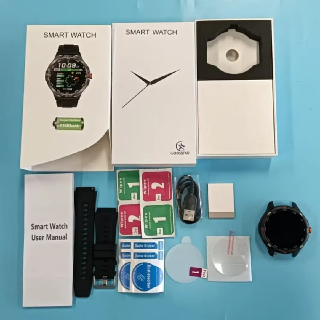 CR128 আউটডোর 1000mah বিগ ব্যাটারি স্মার্টওয়াচ পুরুষদের 1.46" এইচডি স্ক্রিন কম্পাস Ip68 ওয়াটারপ্রুফ হেলথ ট্র্যাকিং স্পোর্টস স্মার্ট ওয়াচ