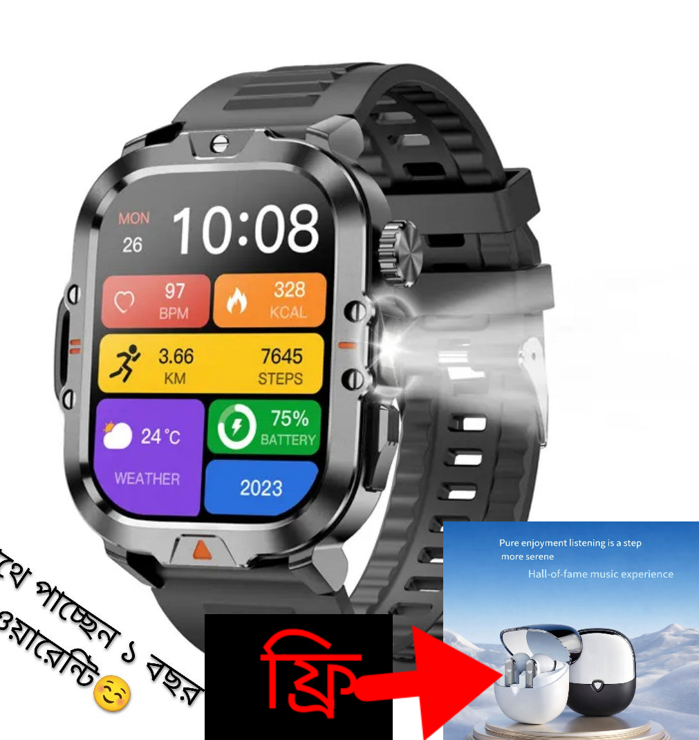 ৪১০mah টর্চলাইট স্মার্টওয়াচ Ip68 ওয়াটারপ্রুফ CR032 স্মার্ট ওয়াচ এক্সারসাইজ মোড বিটি কলিং হেলথ মনিটরিং