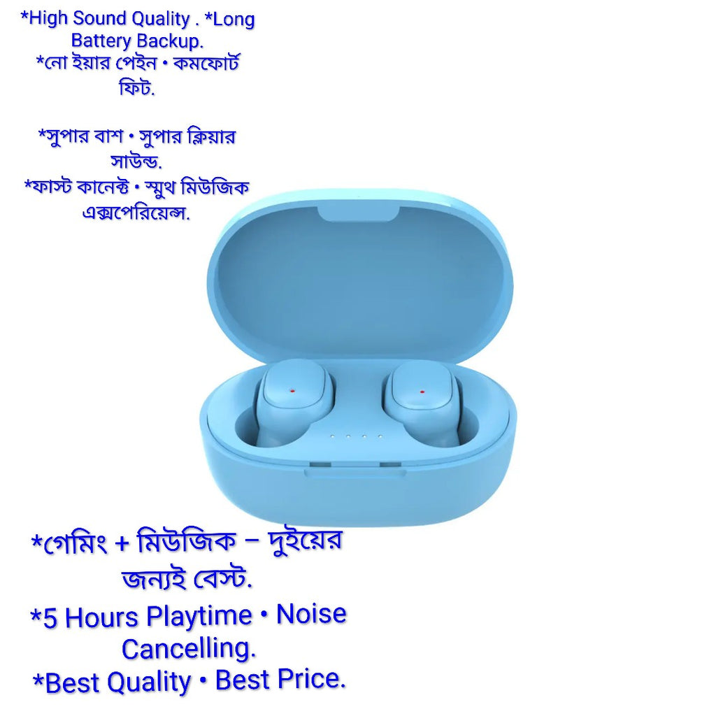 A6S true Wireless Headset. noise cancelling headphones. Battery life 5 hours. High Sound quality.